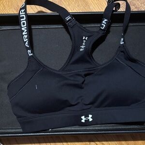 Under Armour Women's Black Swim Top with Branded Straps